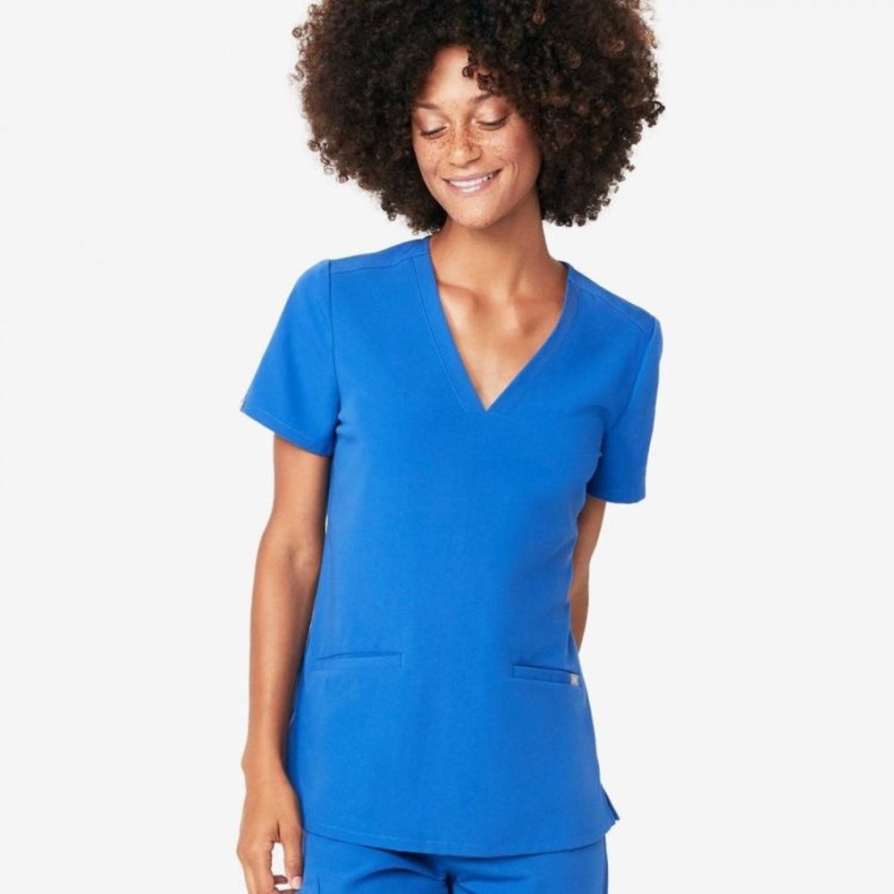 Figs Casma Royal Blue 3 Pocket Scrub Tops XXS